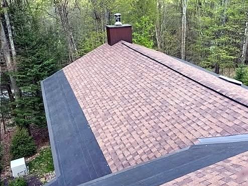 New architectural shingle roof seen from above